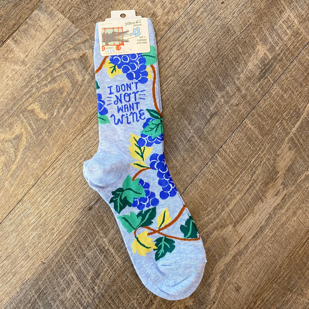 I Don't Not Want Wine Ladies Socks - Lyla's: Clothing, Decor & More - Plano Boutique