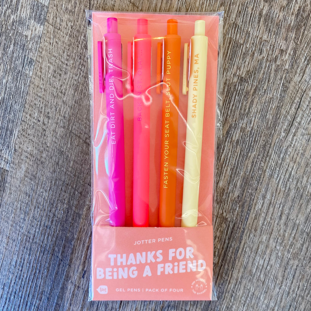 Thanks For Being A Friend Jotter Pens Set of 4 - Lyla's: Clothing, Decor & More - Plano Boutique