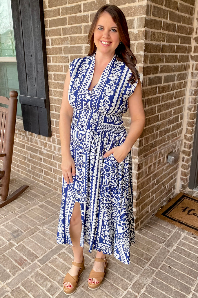 Garden Escape Floral Print Navy Maxi Dress - Lyla's: Clothing, Decor & More - Plano Boutique