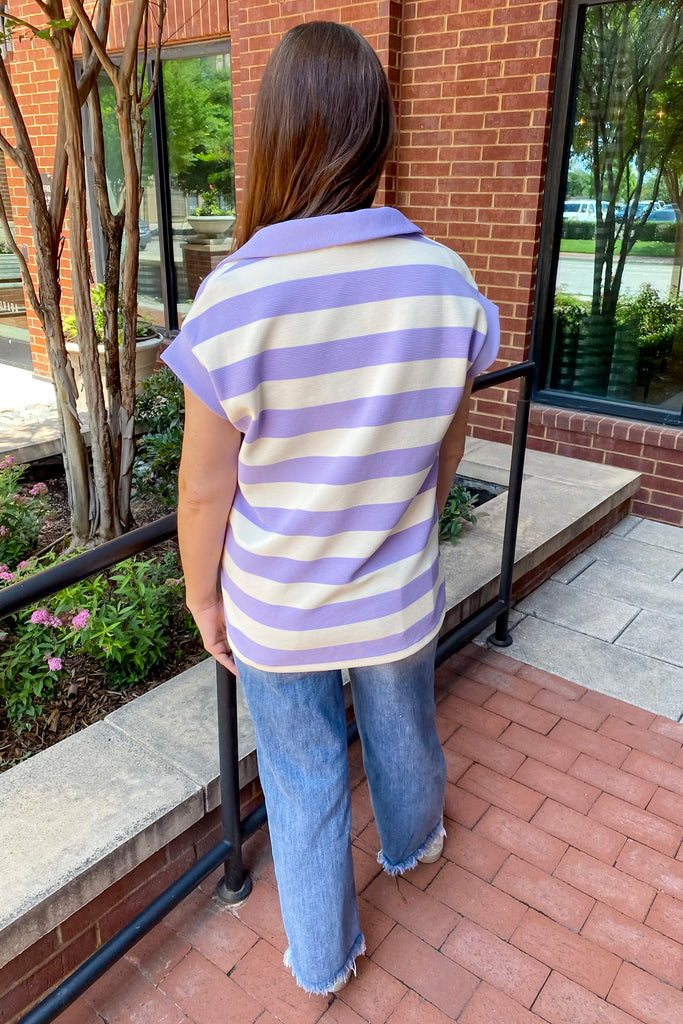 See the Good Lavender and White Striped Top - Lyla's: Clothing, Decor & More - Plano Boutique