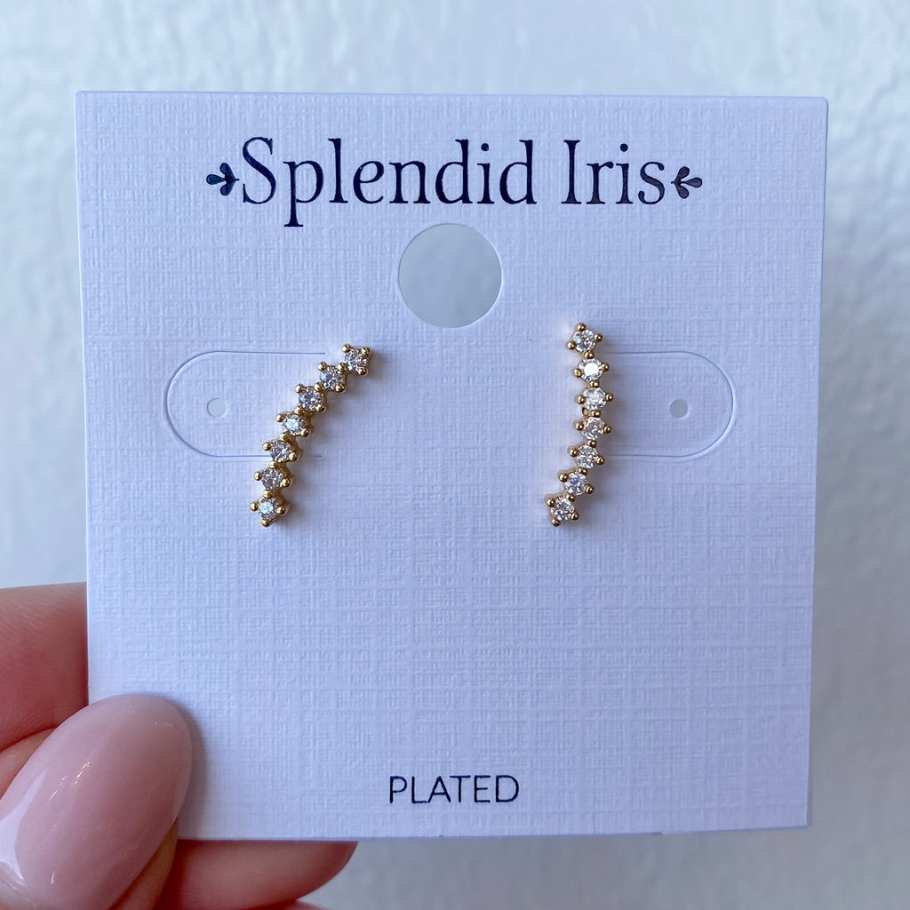 Glitz Crawler Stud Gold Earrings - Lyla's: Clothing, Decor & More - Plano Boutique