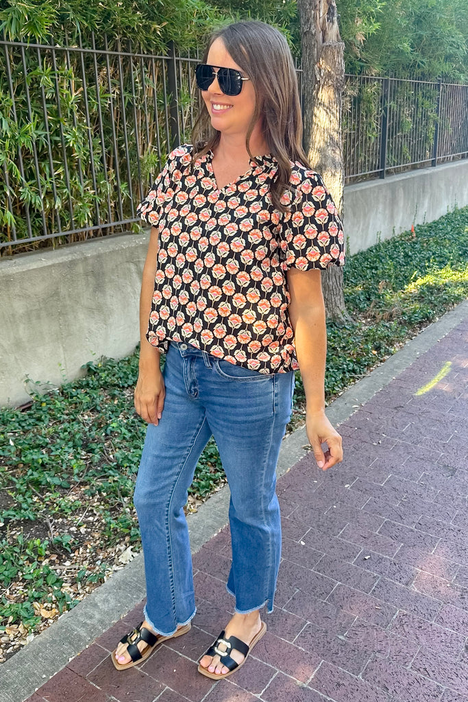 Middle Lane Black Print Top - Lyla's: Clothing, Decor & More - Plano Boutique