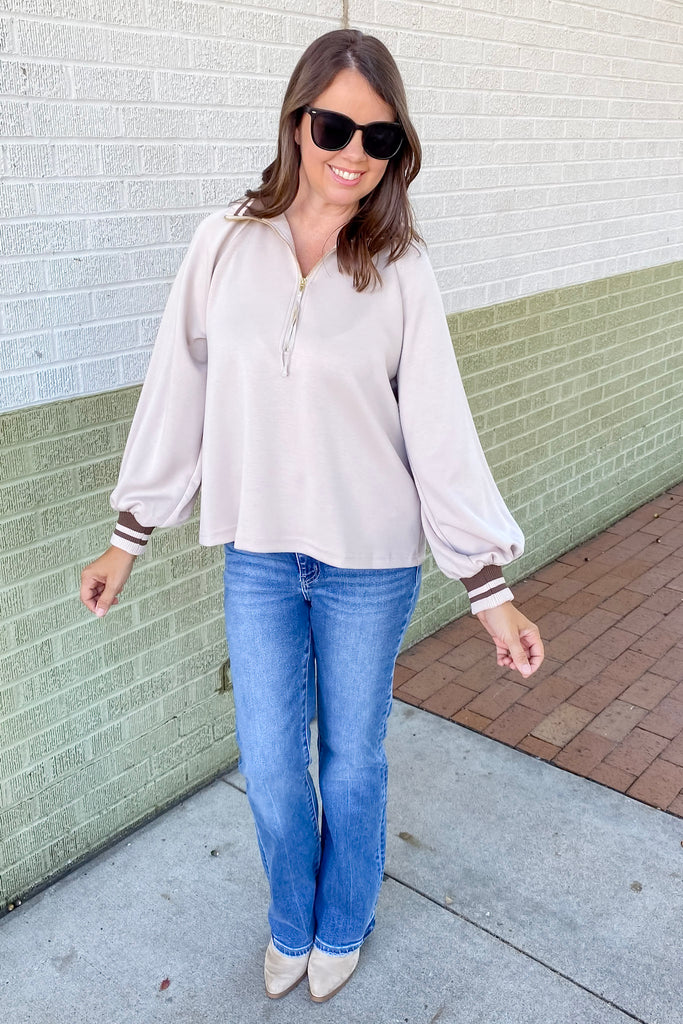 Put It On Contrast Almond Sweater - Lyla's: Clothing, Decor & More - Plano Boutique