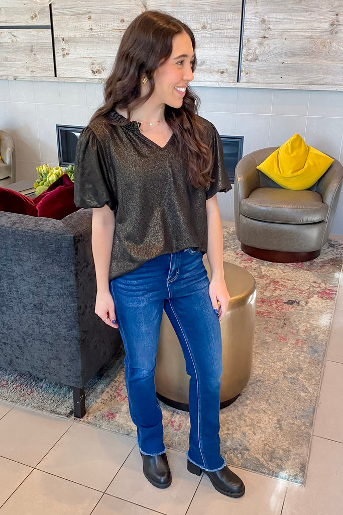 Shimmer and Shine the Night Away Black Top - Lyla's: Clothing, Decor & More - Plano Boutique