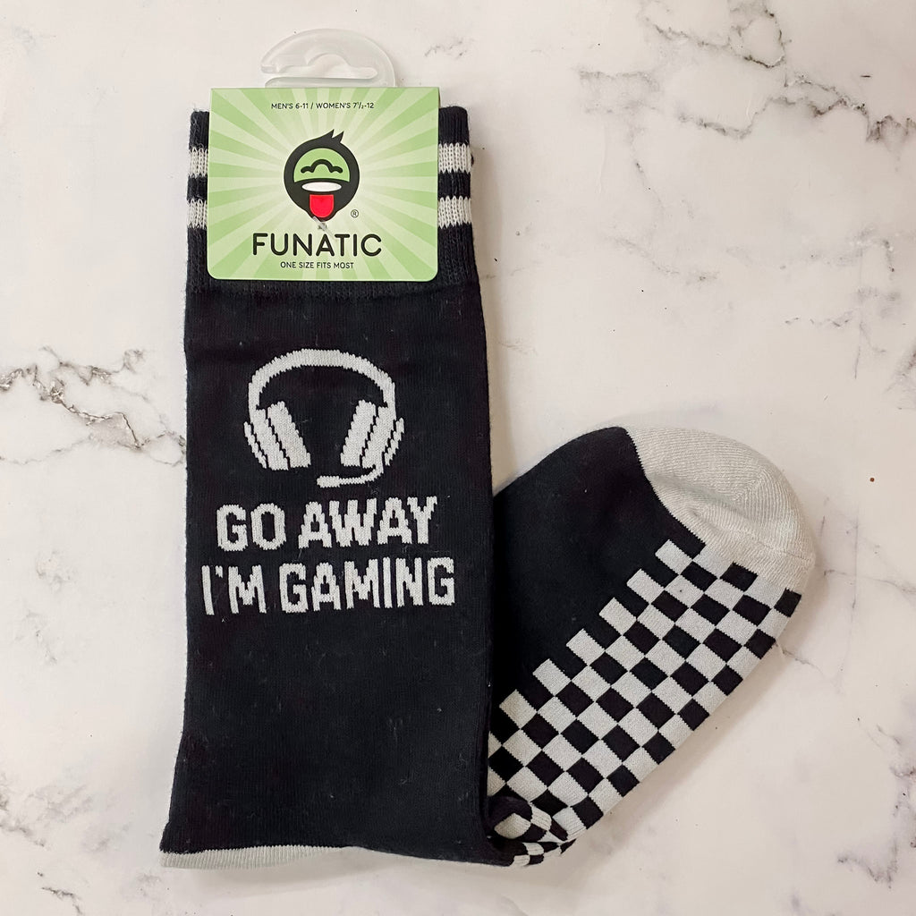 Go Away I'm Gaming Mens Socks - Lyla's: Clothing, Decor & More - Plano Boutique