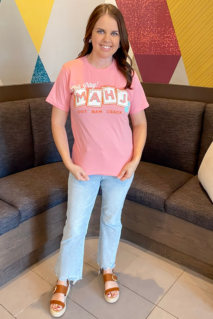 Let's Play Mahj Pink Top - Lyla's: Clothing, Decor & More - Plano Boutique