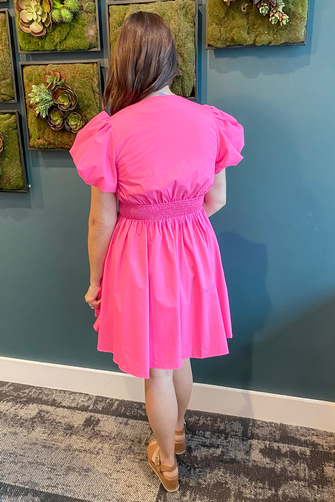Rosette Radiance Bow Detail Pink Dress - Lyla's: Clothing, Decor & More - Plano Boutique