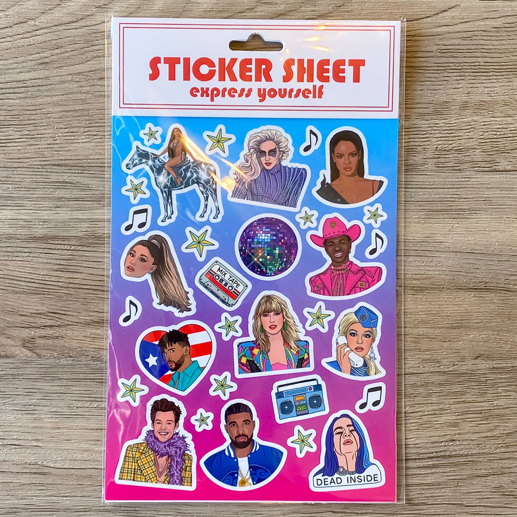 Sticker Sheet - Pop Stars - Lyla's: Clothing, Decor & More - Plano Boutique