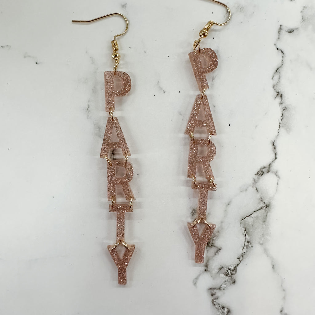 Party Glitter Pink Earrings - Lyla's: Clothing, Decor & More - Plano Boutique