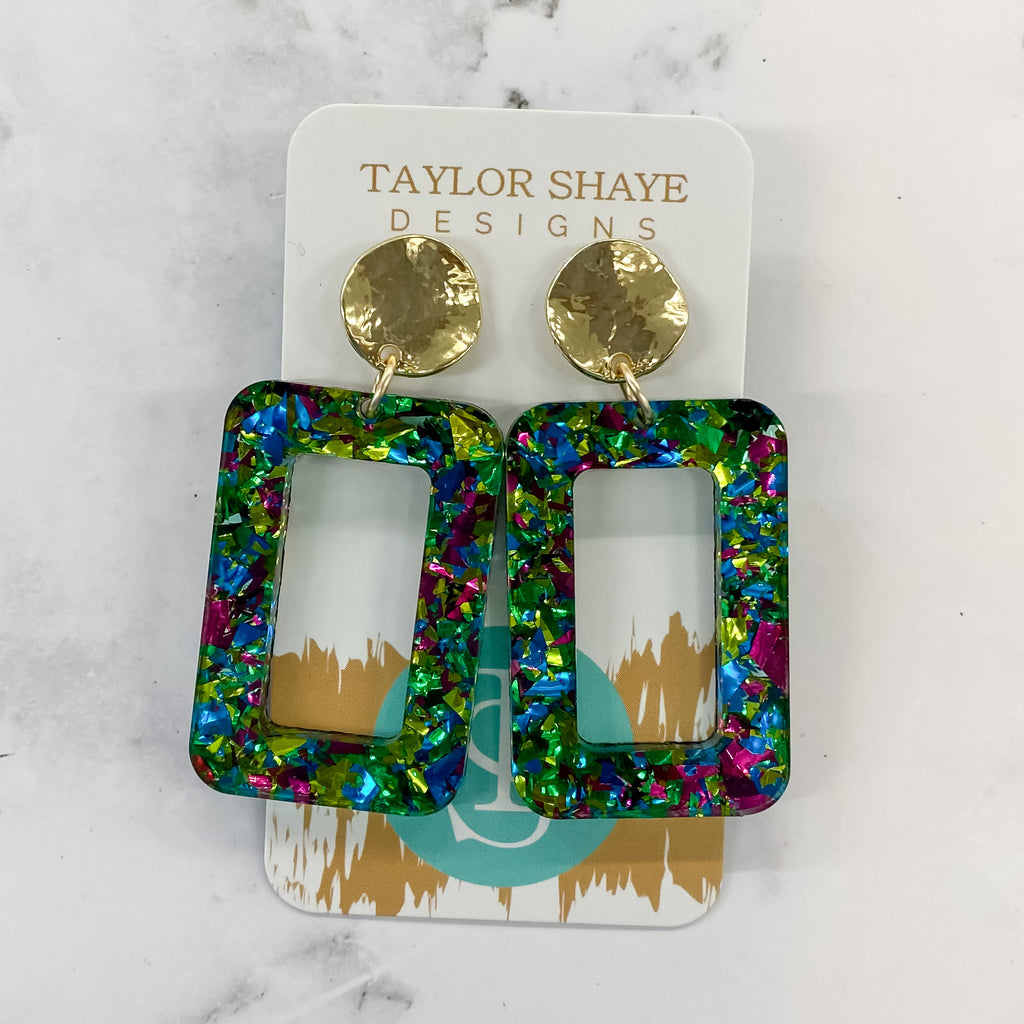 Green Unicorn Acrylic Rectangle Drops by Taylor Shaye - Lyla's: Clothing, Decor & More - Plano Boutique