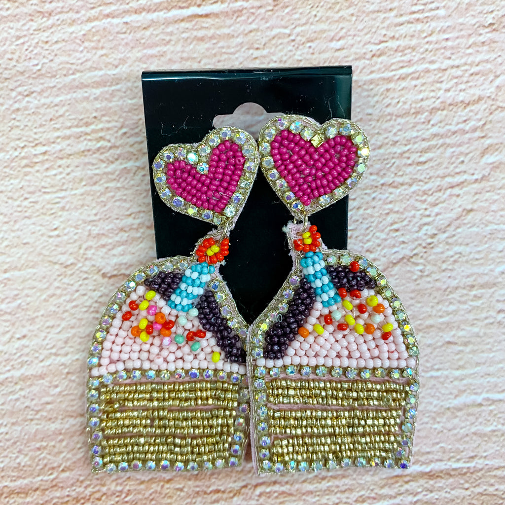 Cupcake Heart Hot Pink Earrings - Lyla's: Clothing, Decor & More - Plano Boutique