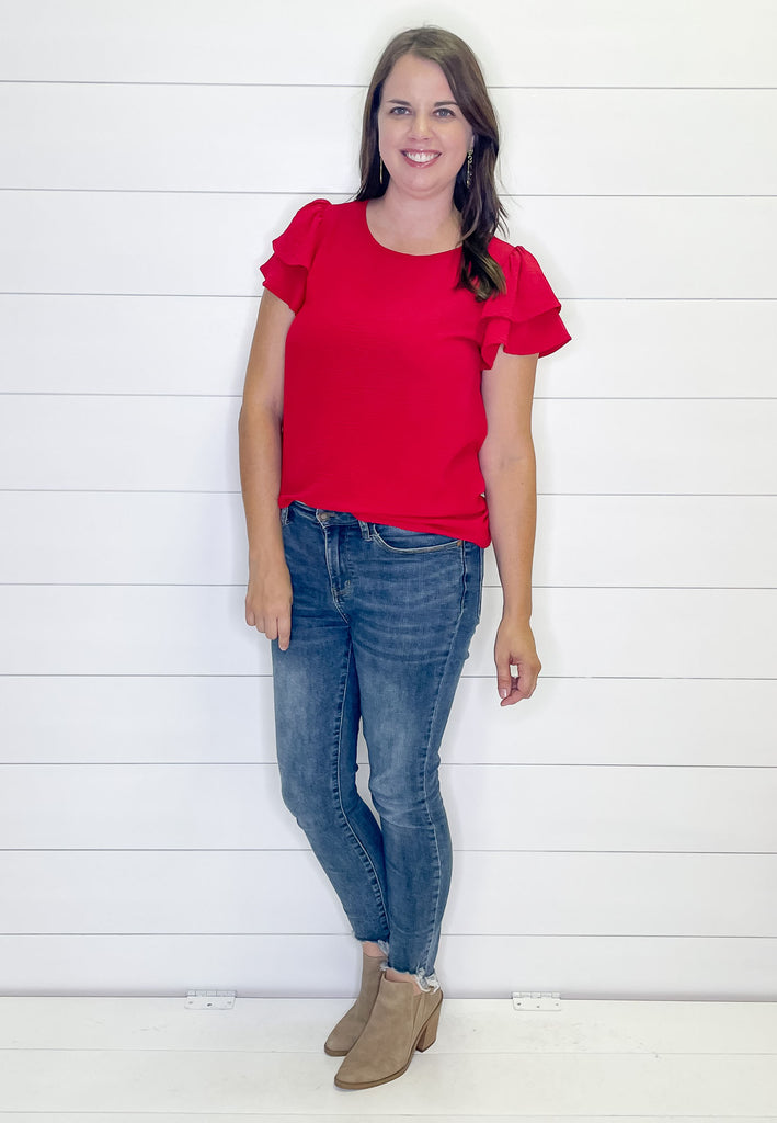 Wonder About You Red Top - Lyla's: Clothing, Decor & More - Plano Boutique