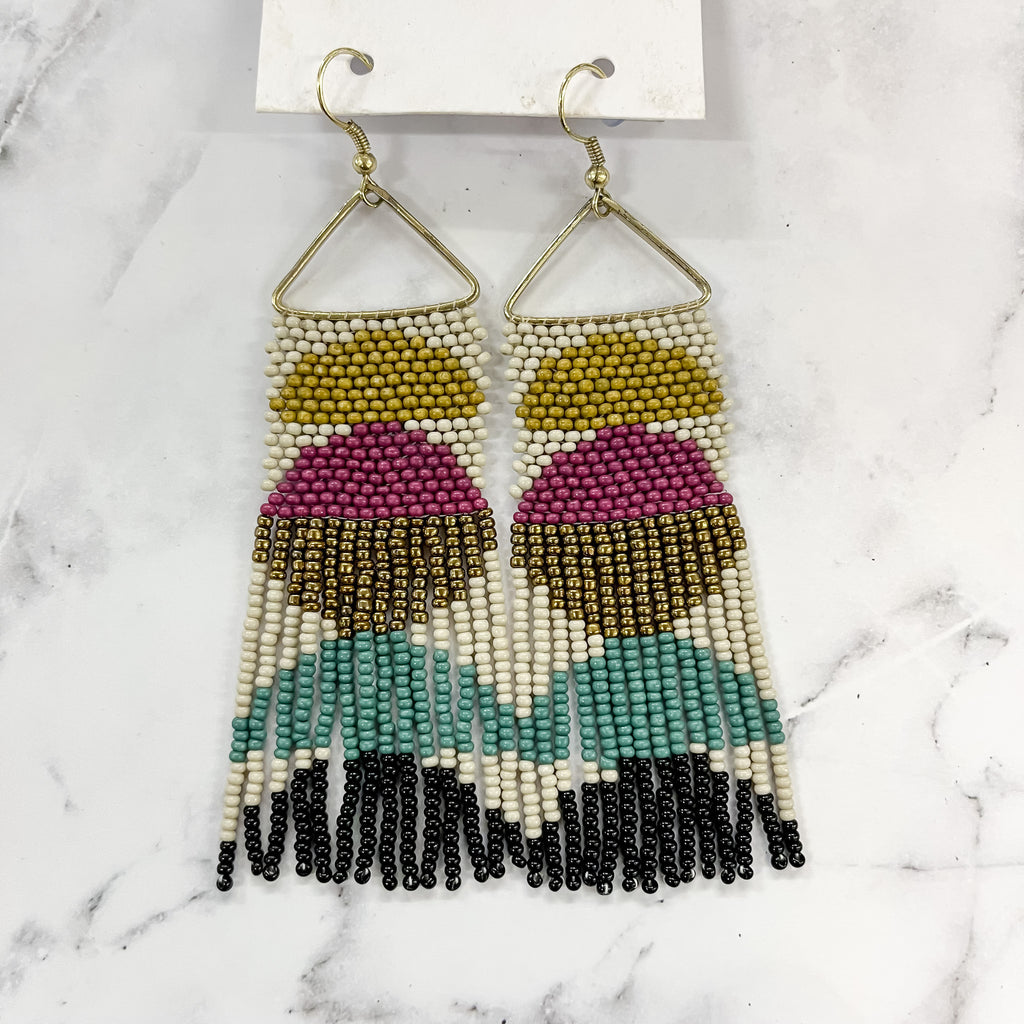 Muted Half Circles on Triangle Earring by Ink & Alloy - Lyla's: Clothing, Decor & More - Plano Boutique
