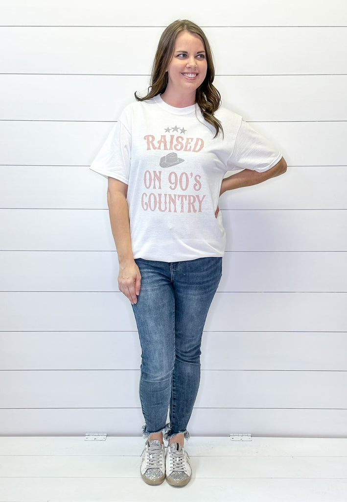 Raised On 90s Country White Top - Lyla's: Clothing, Decor & More - Plano Boutique