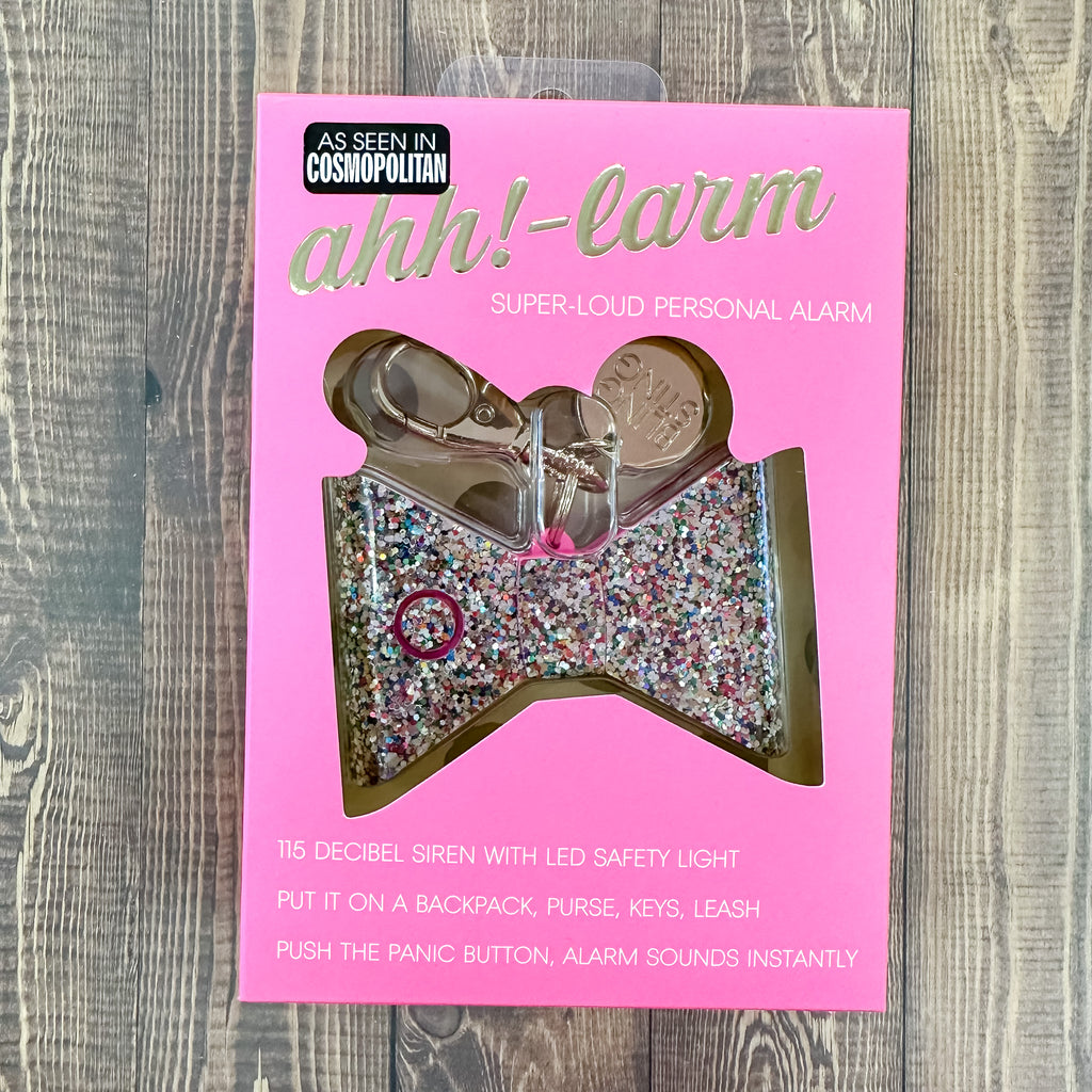 Confetti Glitter Bow Alarm Keychain - Lyla's: Clothing, Decor & More - Plano Boutique