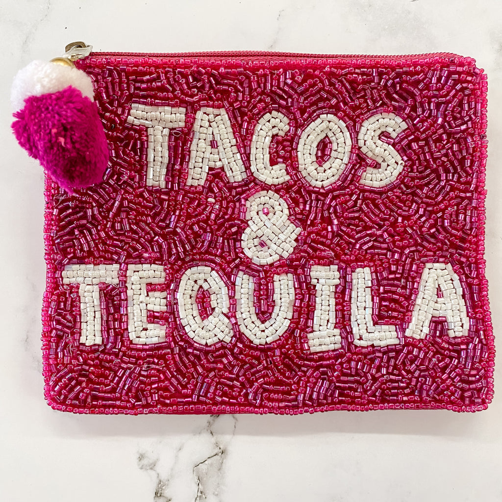 Pink Tacos & Tequila Pouch - Lyla's: Clothing, Decor & More - Plano Boutique