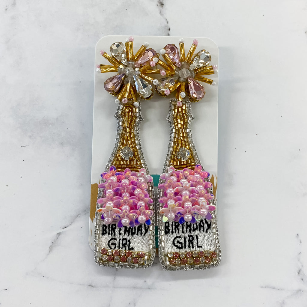 Birthday Girl Bottle Earrings by Taylor Shaye - Lyla's: Clothing, Decor & More - Plano Boutique