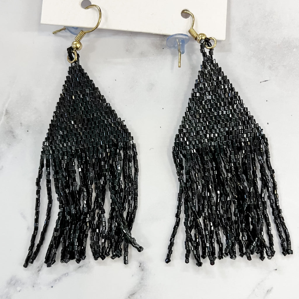 Black Luxe Petite Fringe Earrings by Ink & Alloy - Lyla's: Clothing, Decor & More - Plano Boutique