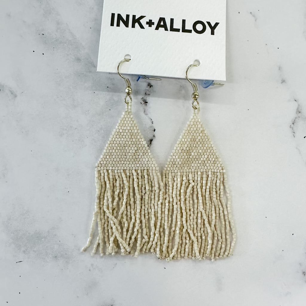 Ivory Petite Fringe Earrings by Ink & Alloy - Lyla's: Clothing, Decor & More - Plano Boutique