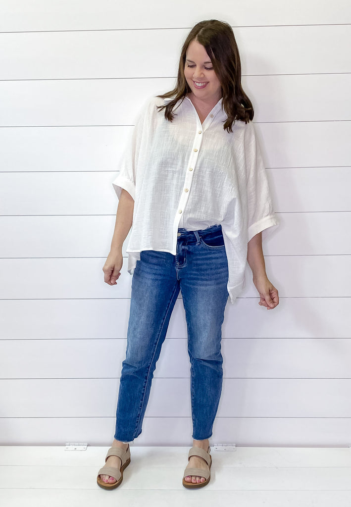 A Staple Off White Button Down Top - Lyla's: Clothing, Decor & More - Plano Boutique