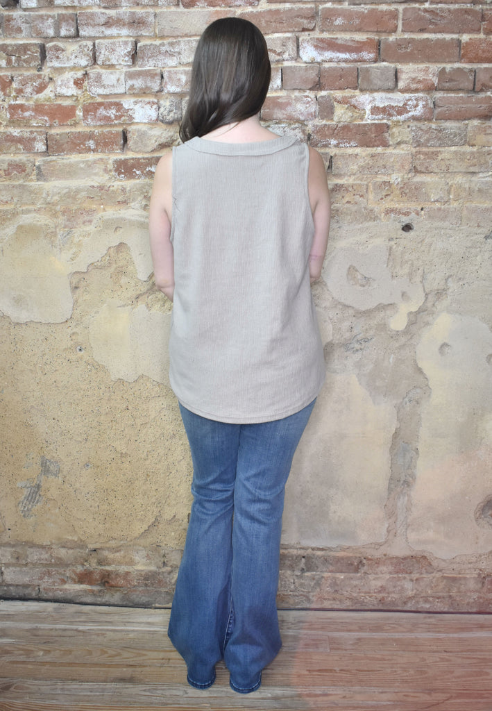 Stone Textured Button Up Tank Top - Lyla's: Clothing, Decor & More - Plano Boutique