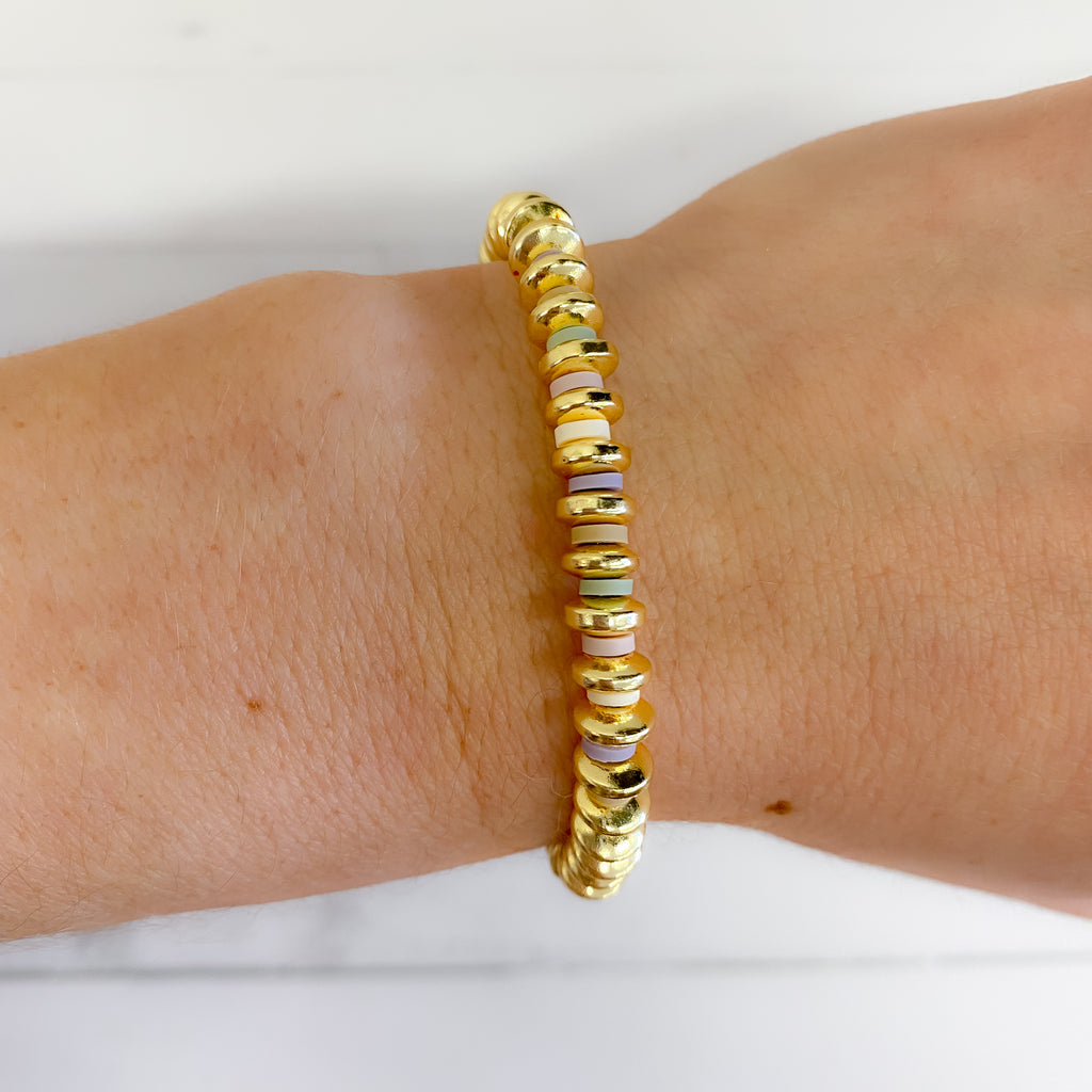 Golden Pastel Bracelet by Wrapped by Sav - Lyla's: Clothing, Decor & More - Plano Boutique