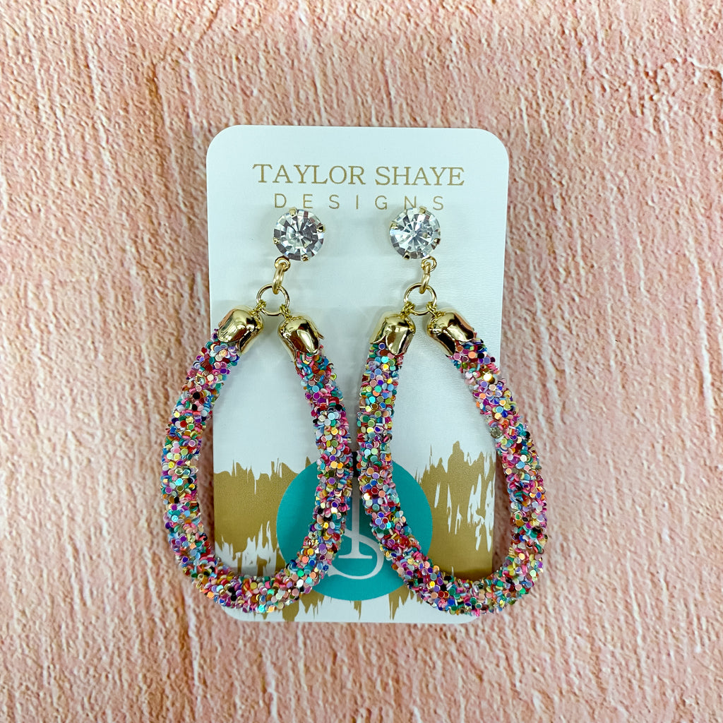 Rainbow Glitter Teardrops by Taylor Shaye - Lyla's: Clothing, Decor & More - Plano Boutique