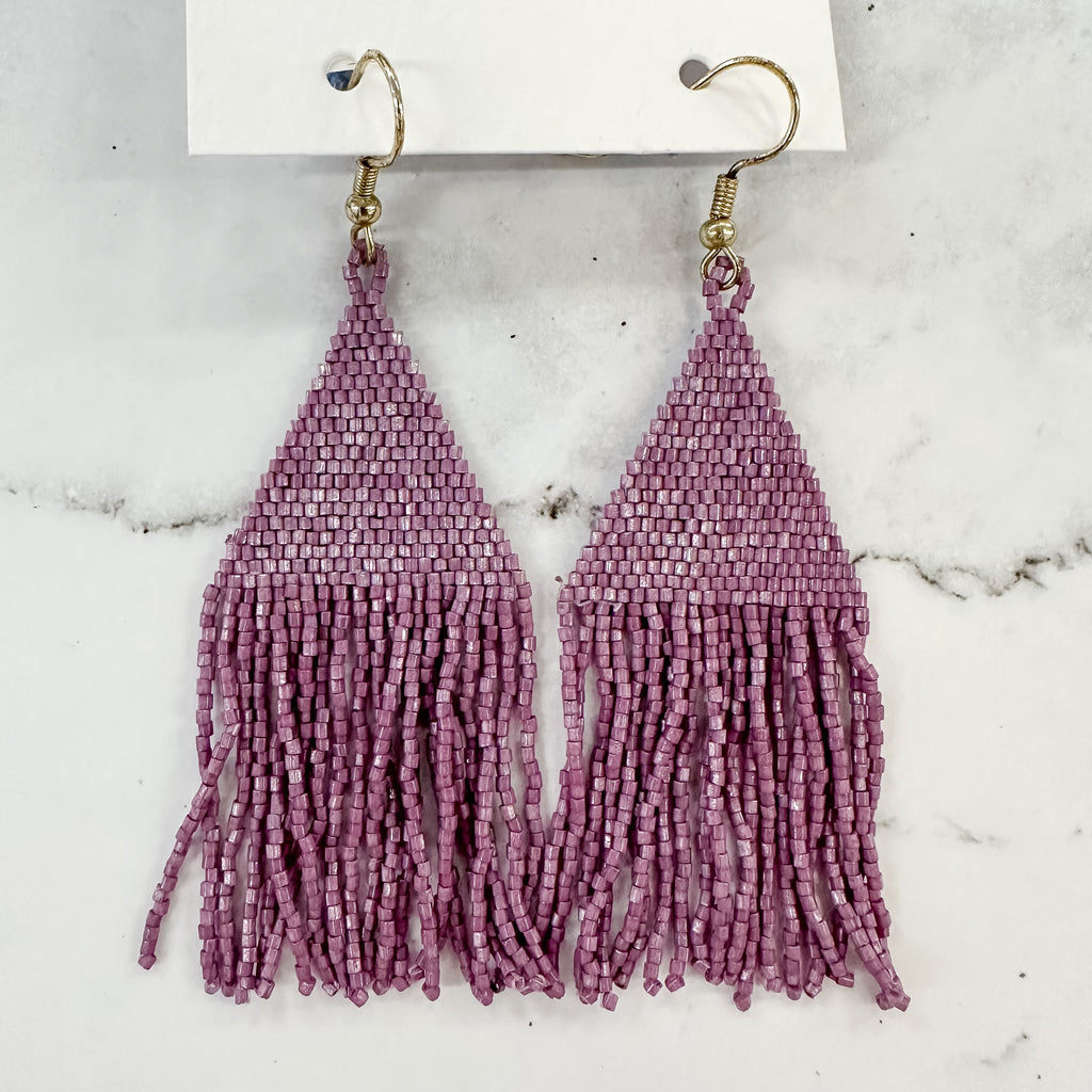 Lavender Petite Fringe Earrings by Ink & Alloy - Lyla's: Clothing, Decor & More - Plano Boutique