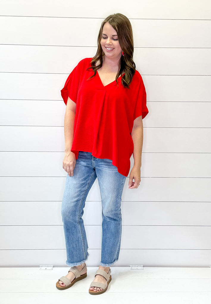 Breezy Oversized Red Top - Lyla's: Clothing, Decor & More - Plano Boutique