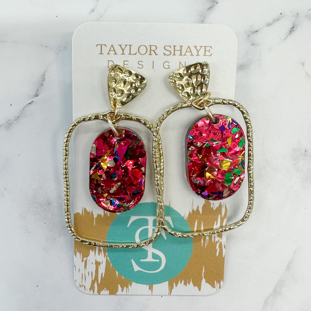 Pink Unicorn Acrylic Rectangle Drop Earrings by Taylor Shaye - Lyla's: Clothing, Decor & More - Plano Boutique