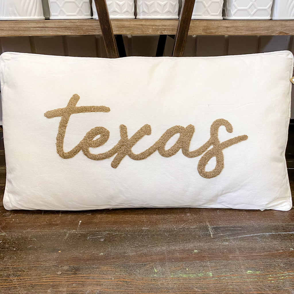 Texas Embroidered Pillow - Lyla's: Clothing, Decor & More - Plano Boutique