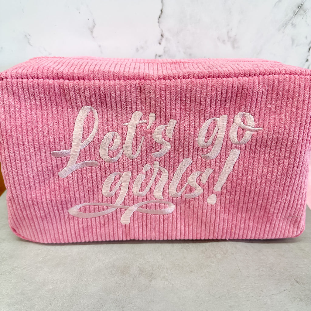 Let's Go Girls Corduroy Cosmetic Bag - Lyla's: Clothing, Decor & More - Plano Boutique