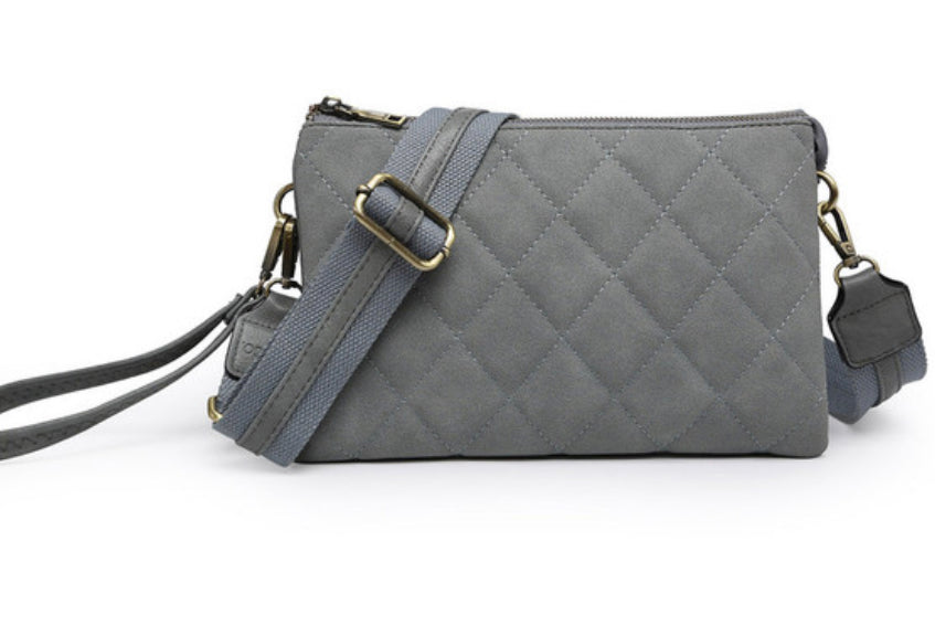 Jen & Co Izzy Crossbody Handbag - Quilted Grey - Lyla's: Clothing, Decor & More - Plano Boutique