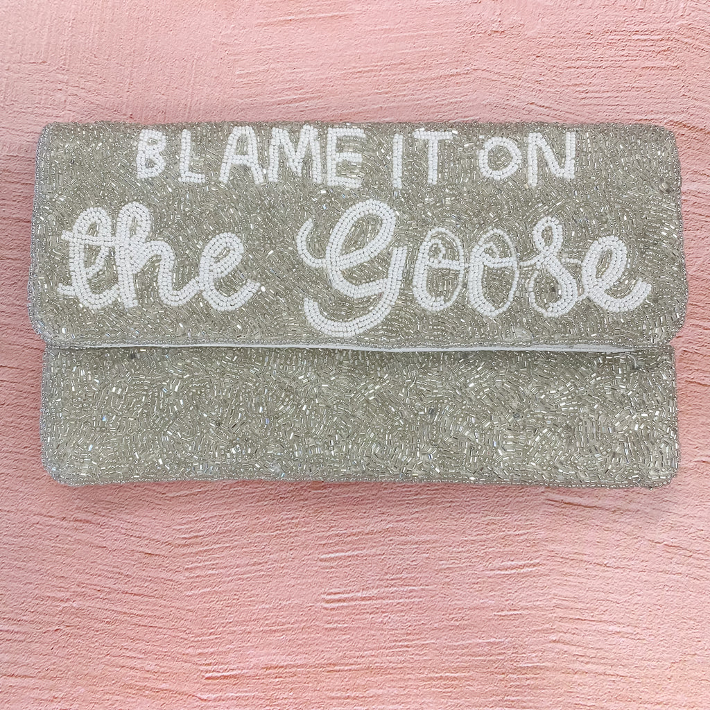 Blame It On the Goose Silver Beaded Bag - Lyla's: Clothing, Decor & More - Plano Boutique