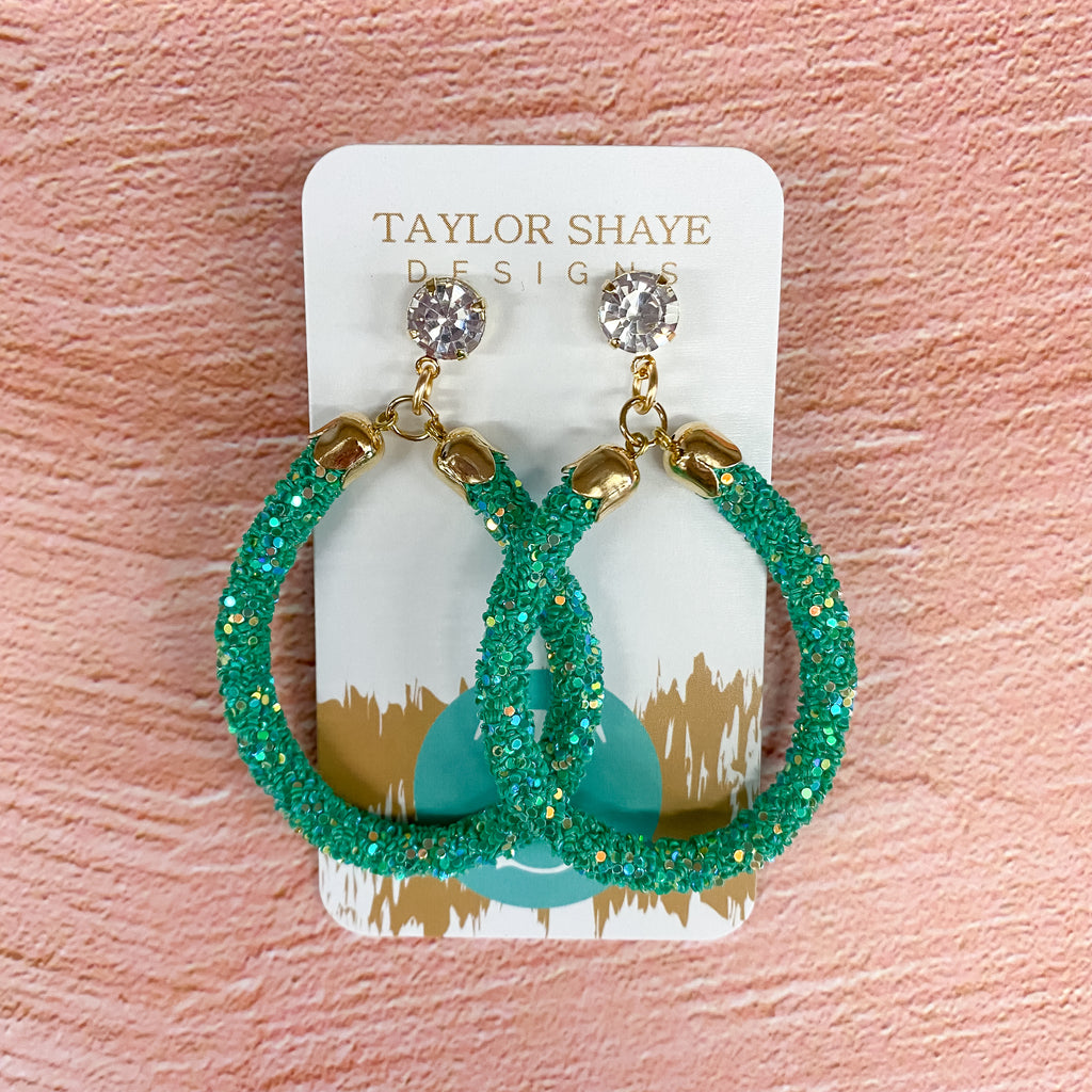 Spring Glitter Teardrops - Teal/Green by Taylor Shaye - Lyla's: Clothing, Decor & More - Plano Boutique