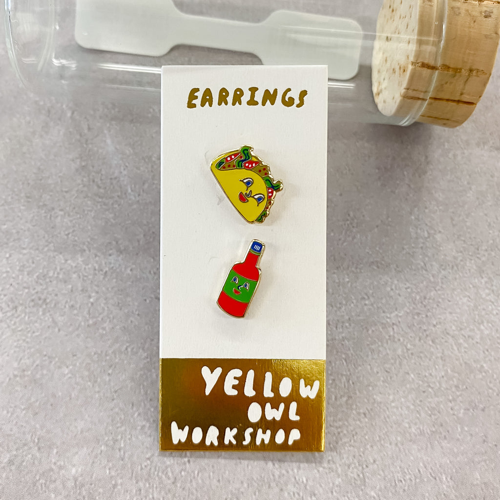 Taco & Hot Sauce Earrings by Yellow Owl Workshop - Lyla's: Clothing, Decor & More - Plano Boutique