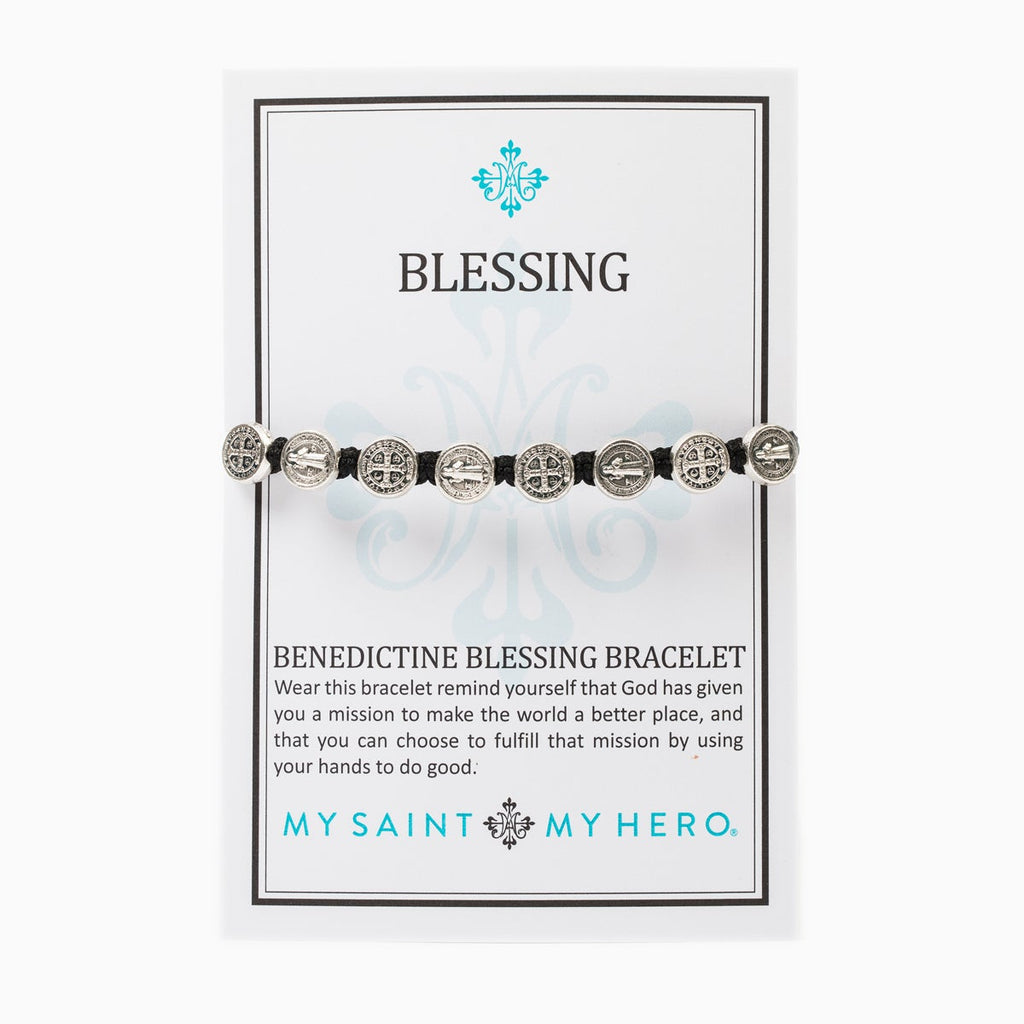 Benedictine Blessing Bracelet - Silver and Black by My Saint My Hero - Lyla's: Clothing, Decor & More - Plano Boutique