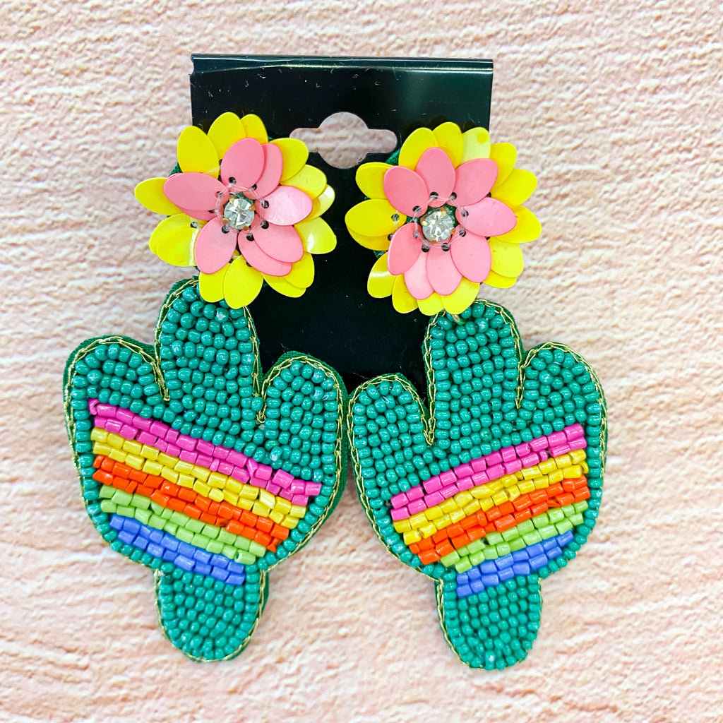Cute Cactus Beaded Earrings - Lyla's: Clothing, Decor & More - Plano Boutique