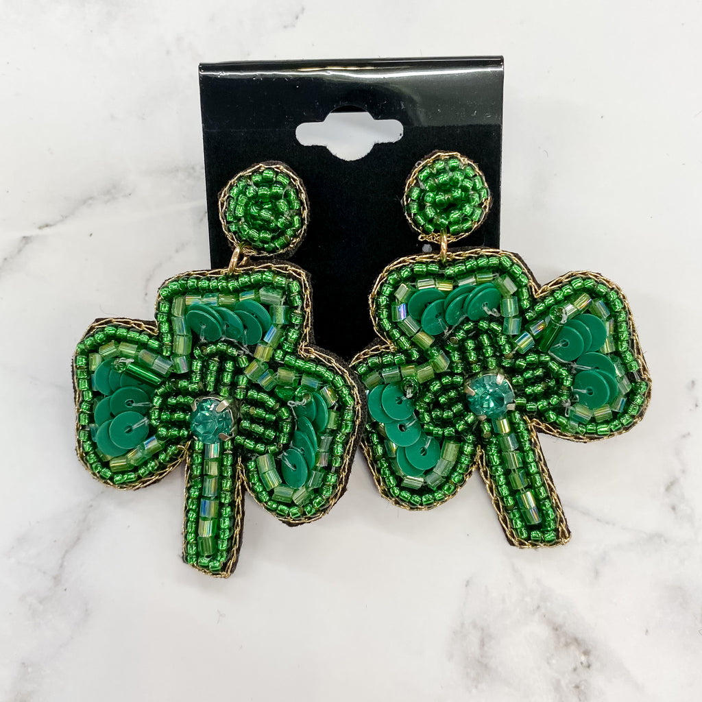 Green Three Leaf Clover Earrings - Lyla's: Clothing, Decor & More - Plano Boutique