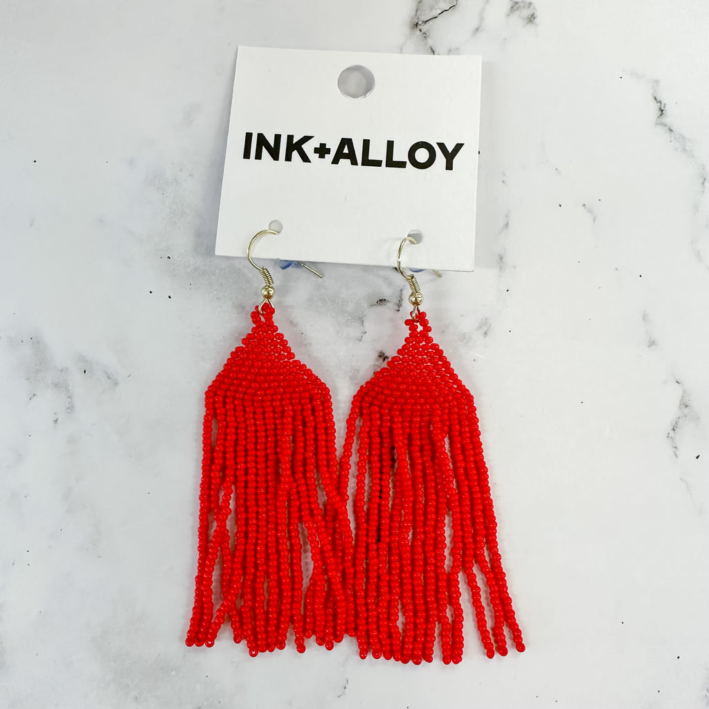 Red Seed Bead Earrings by Ink & Alloy - Lyla's: Clothing, Decor & More - Plano Boutique