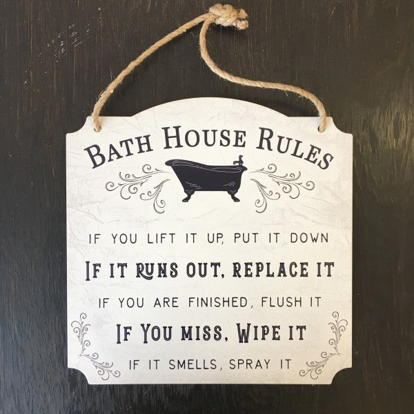Bath House Rules Wall Sign - Lyla's: Clothing, Decor & More - Plano Boutique