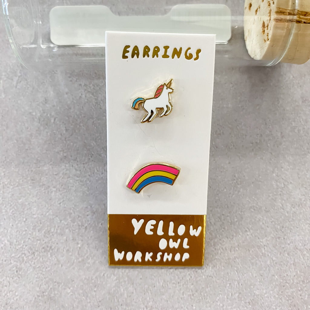 Unicorn & Rainbow Earrings by Yellow Owl Workshop - Lyla's: Clothing, Decor & More - Plano Boutique