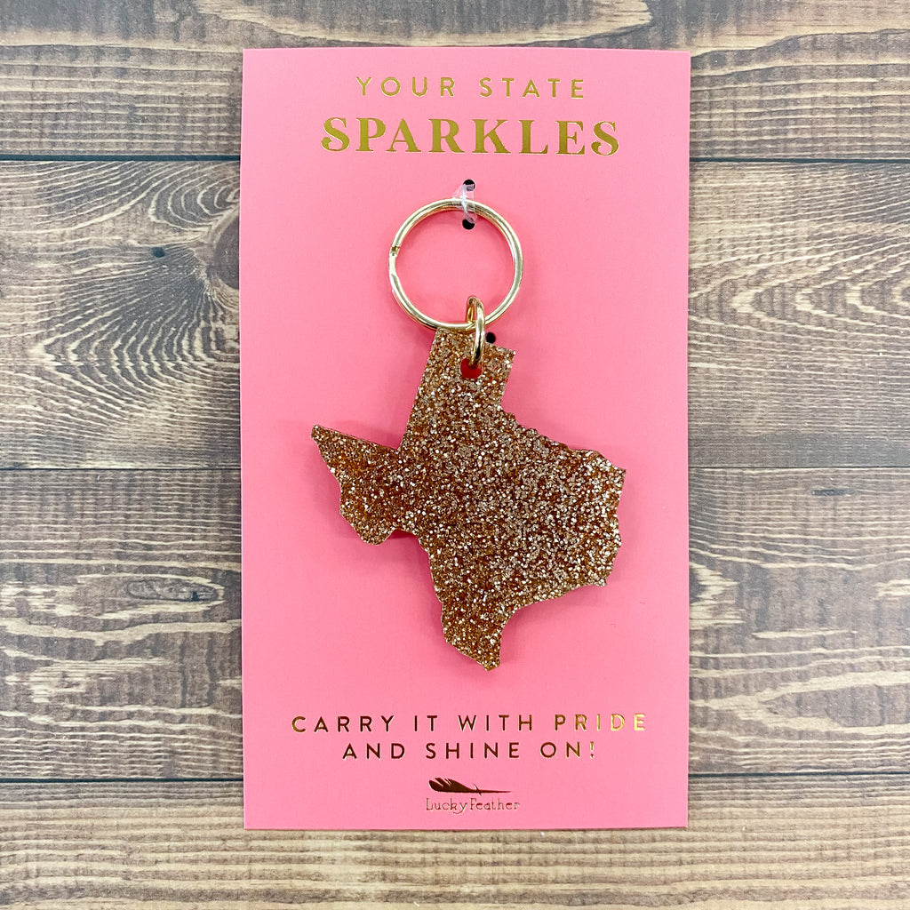 Texas Glitter State Keychain - Lyla's: Clothing, Decor & More - Plano Boutique