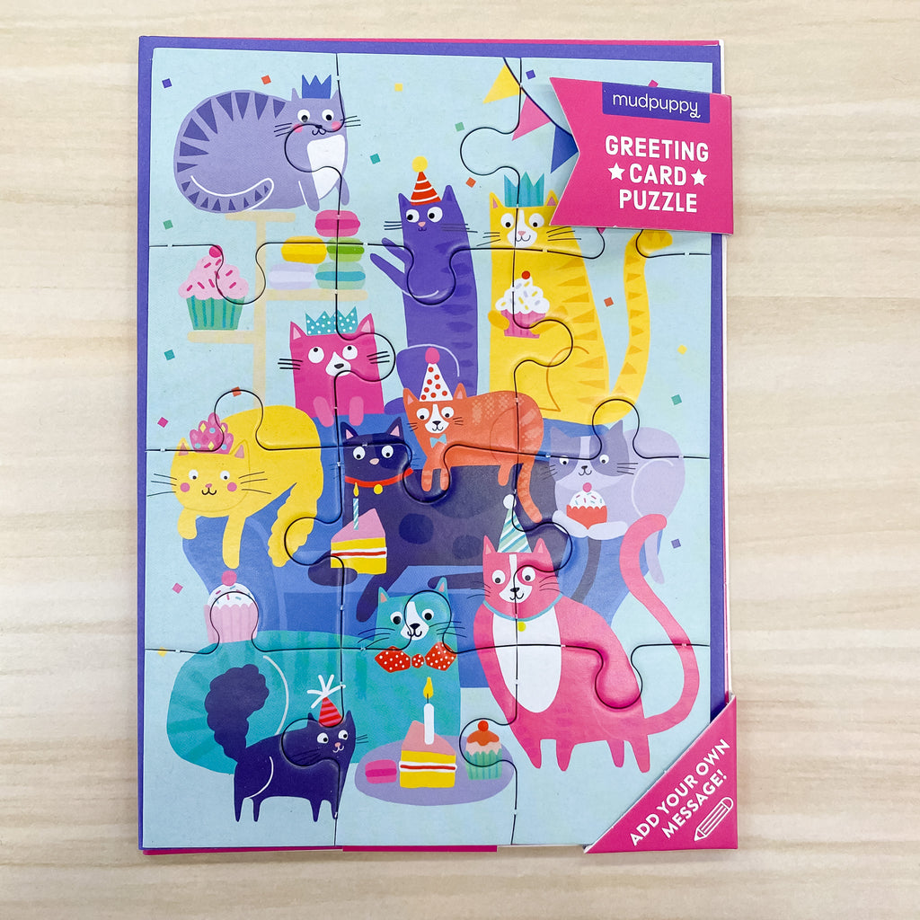Cat Party Puzzle Greeting Card - Lyla's: Clothing, Decor & More - Plano Boutique