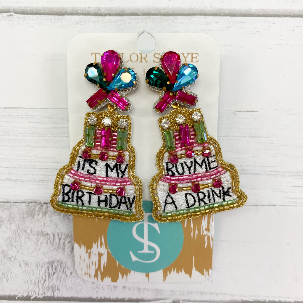 Birthday Girl Beaded Earrings by Taylor Shaye - Lyla's: Clothing, Decor & More - Plano Boutique