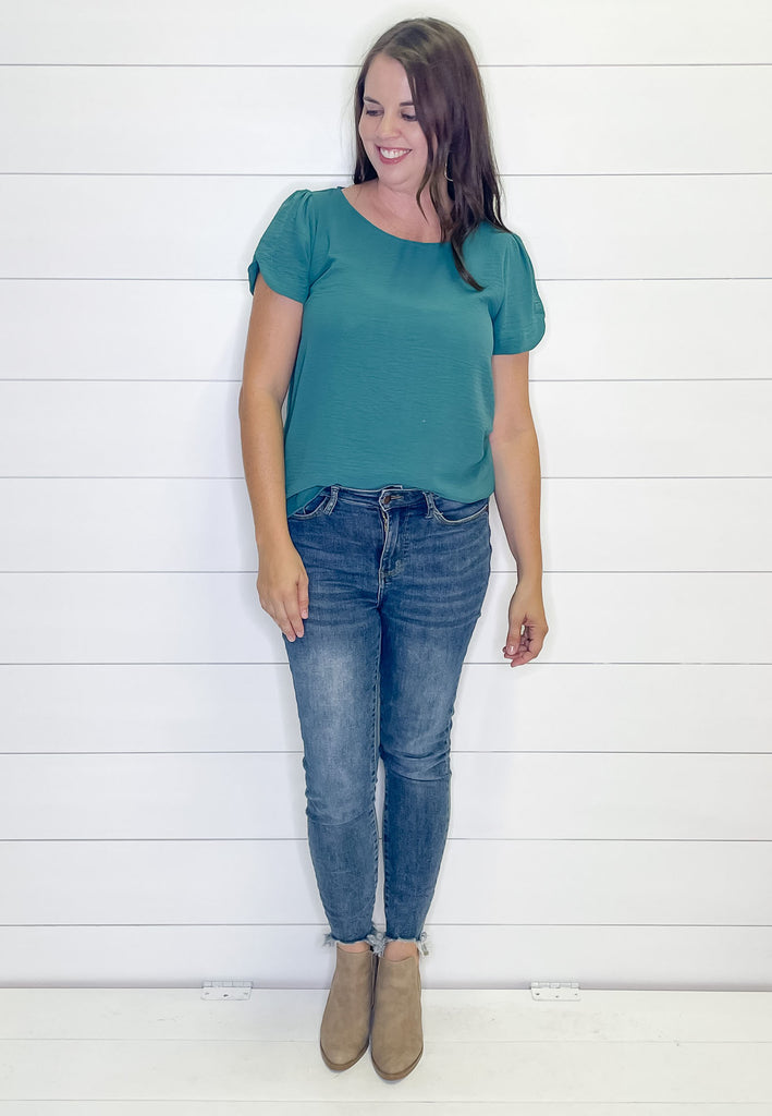 Wonder About You Seafoam Top - Lyla's: Clothing, Decor & More - Plano Boutique