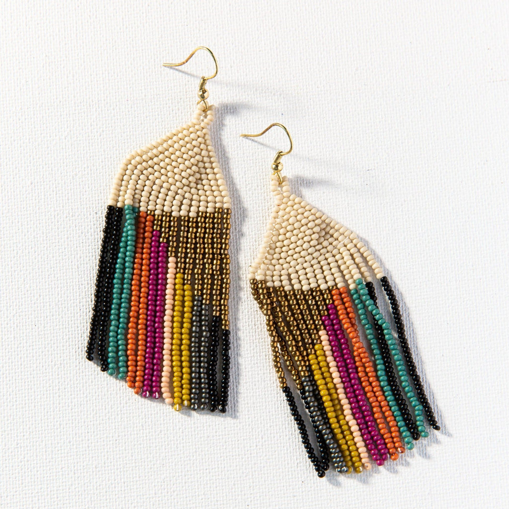 Gold Ivory Muted Stripe Earring by Ink & Alloy - Lyla's: Clothing, Decor & More - Plano Boutique