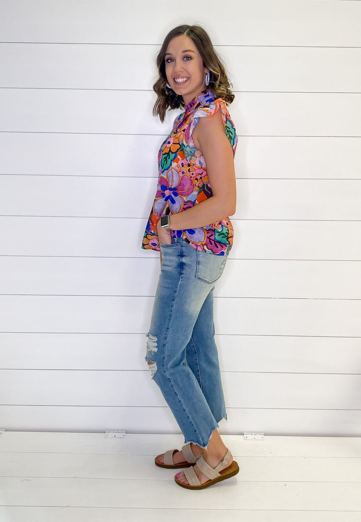 The Ultimate Print Floral Flutter Sleeve Top - Lyla's: Clothing, Decor & More - Plano Boutique