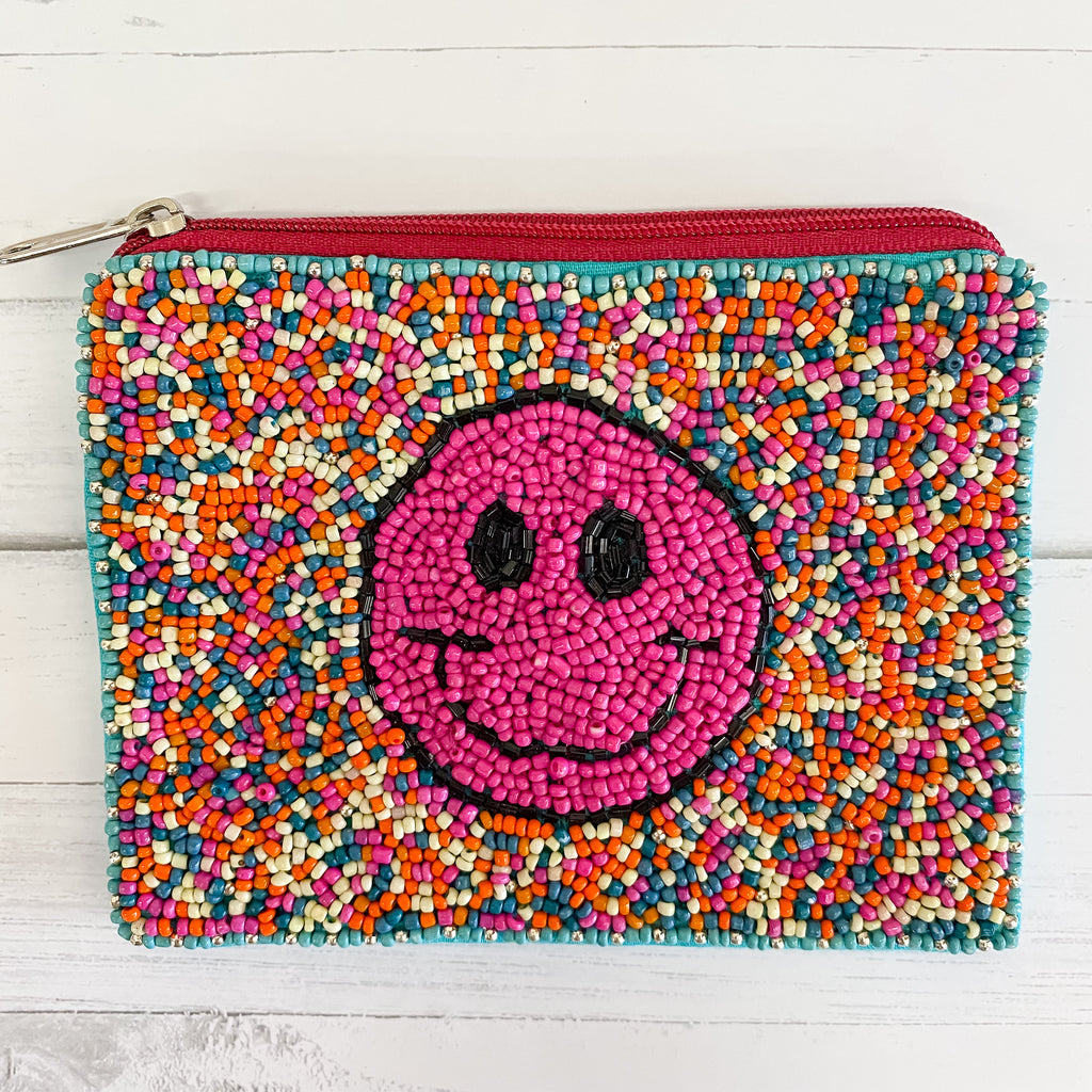 Smiley Face Beaded Coin Purse - Lyla's: Clothing, Decor & More - Plano Boutique