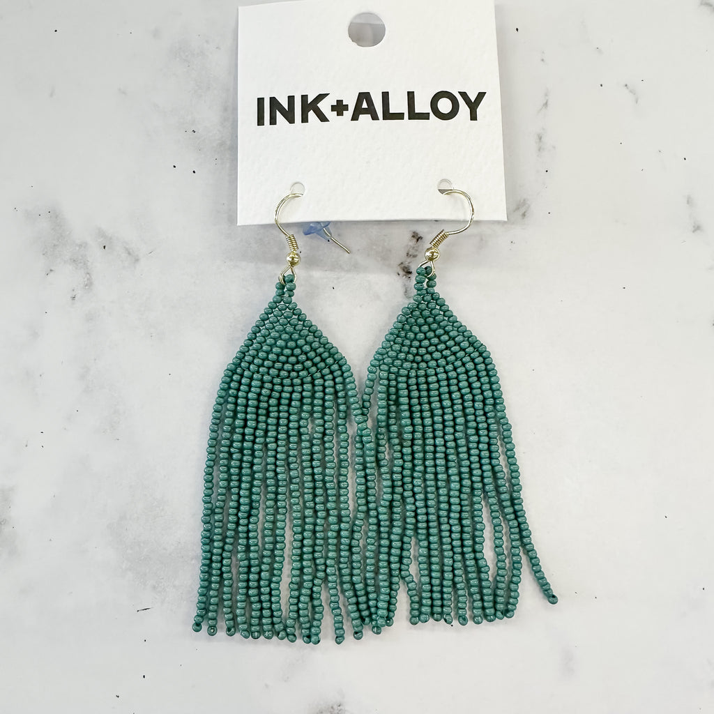 Teal Seed Bead Earrings by Ink & Alloy - Lyla's: Clothing, Decor & More - Plano Boutique